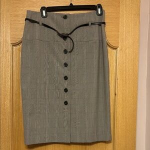 INC International Concepts Gray Checkered Pencil skirt with buttons.